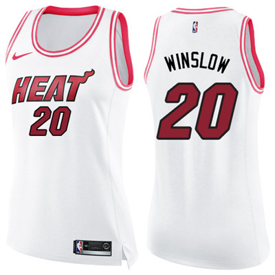 Nike Heat #20 Justise Winslow White Pink Women's NBA Swingman Fashion Jersey Nike Heat #20 Justise Winslow White Pink Women's NBA Swingman Fashion Jersey