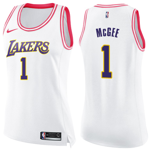 Nike Lakers #1 JaVale McGee White Pink Women's NBA Swingman Fashion Jersey Nike Lakers #1 JaVale McGee White Pink Women's NBA Swingman Fashion Jersey
