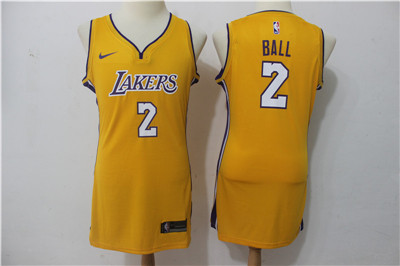 Nike Lakers #2 Lonzo Ball Yellow Women Swingman Jersey Nike Lakers #2 Lonzo Ball Yellow Women Swingman Jersey