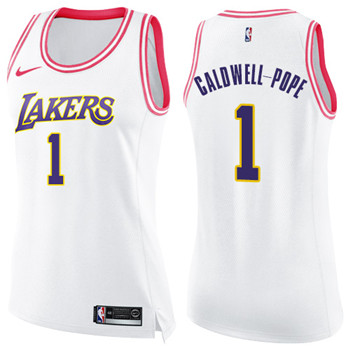 Nike Lakers #1 Kentavious Caldwell-Pope White Pink Women's NBA Swingman Fashion Jersey Nike Lakers #1 Kentavious Caldwell-Pope White Pink Women's NBA Swingman Fashion Jersey