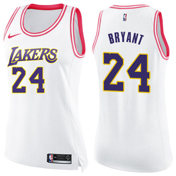 Nike Lakers #24 Kobe Bryant White Pink Women's NBA Swingman Fashion Jersey Nike Lakers #24 Kobe Bryant White Pink Women's NBA Swingman Fashion Jersey
