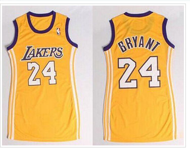 Women NBA Lakers #24 Kobe Bryant Gold Dress Stitched NBA Jersey Women NBA Lakers #24 Kobe Bryant Gold Dress Stitched NBA Jersey