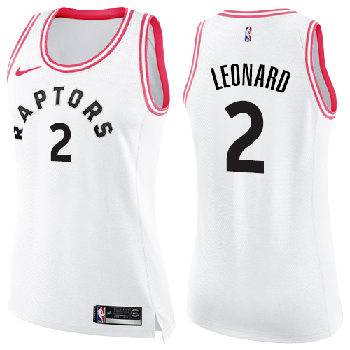Nike Raptors #2 Kawhi Leonard White Pink Women's NBA Swingman Fashion Jersey