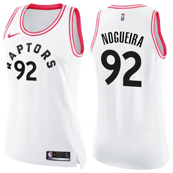 Nike Raptors #92 Lucas Nogueira White Pink Women's NBA Swingman Fashion Jersey
