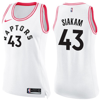 Nike Raptors #43 Pascal Siakam White Pink Women's NBA Swingman Fashion Jersey