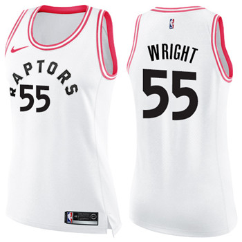 Nike Raptors #55 Delon Wright White Pink Women's NBA Swingman Fashion Jersey