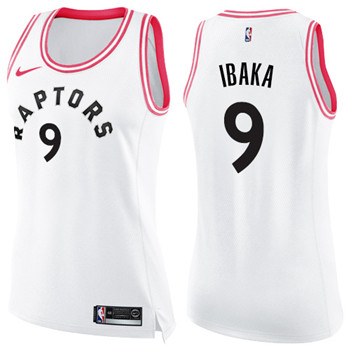Nike Raptors #9 Serge Ibaka White Pink Women's NBA Swingman Fashion Jersey