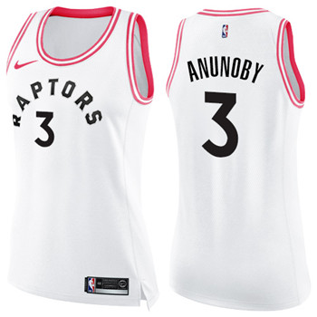 Nike Raptors #3 OG Anunoby White Pink Women's NBA Swingman Fashion Jersey