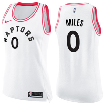 Nike Raptors #0 C.J. Miles White Pink Women's NBA Swingman Fashion Jersey