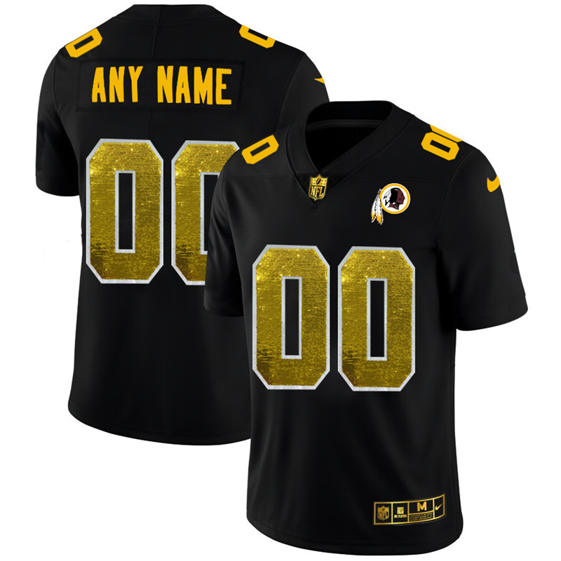 Washington Redskins Custom Men's Black Nike Golden Sequin Vapor Limited NFL Jersey Washington Redskins Custom Men's Black Nike Golden Sequin Vapor Limited NFL Jersey