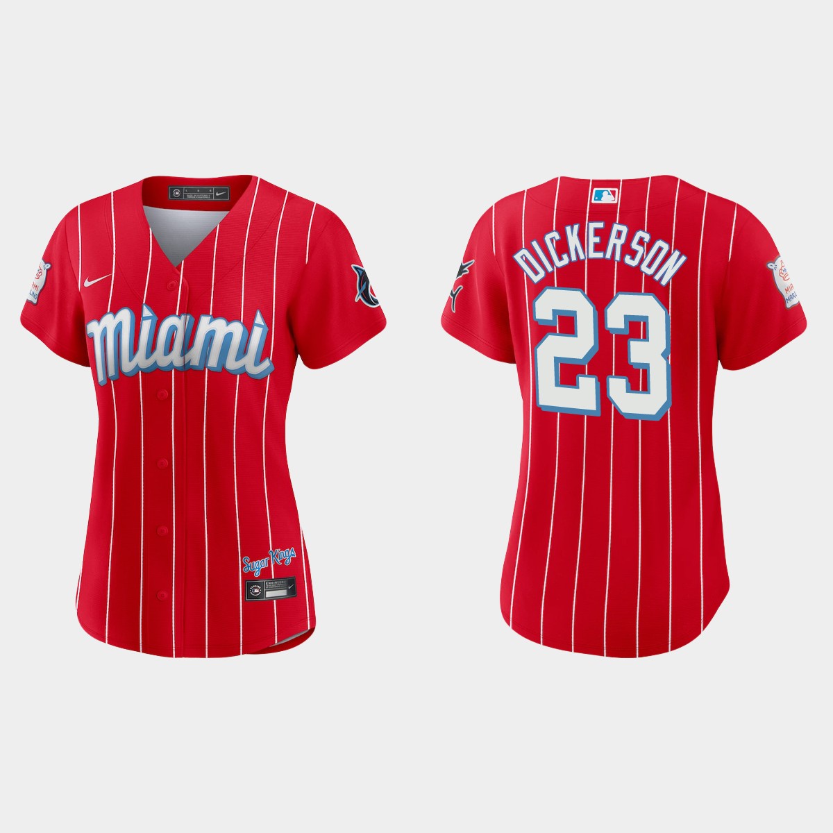 Miami Marlins #23 Corey Dickerson Women's Nike 2021 City Connect Authentic MLB Jersey Red Miami Marlins #23 Corey Dickerson Women's Nike 2021 City Connect Authentic MLB Jersey Red