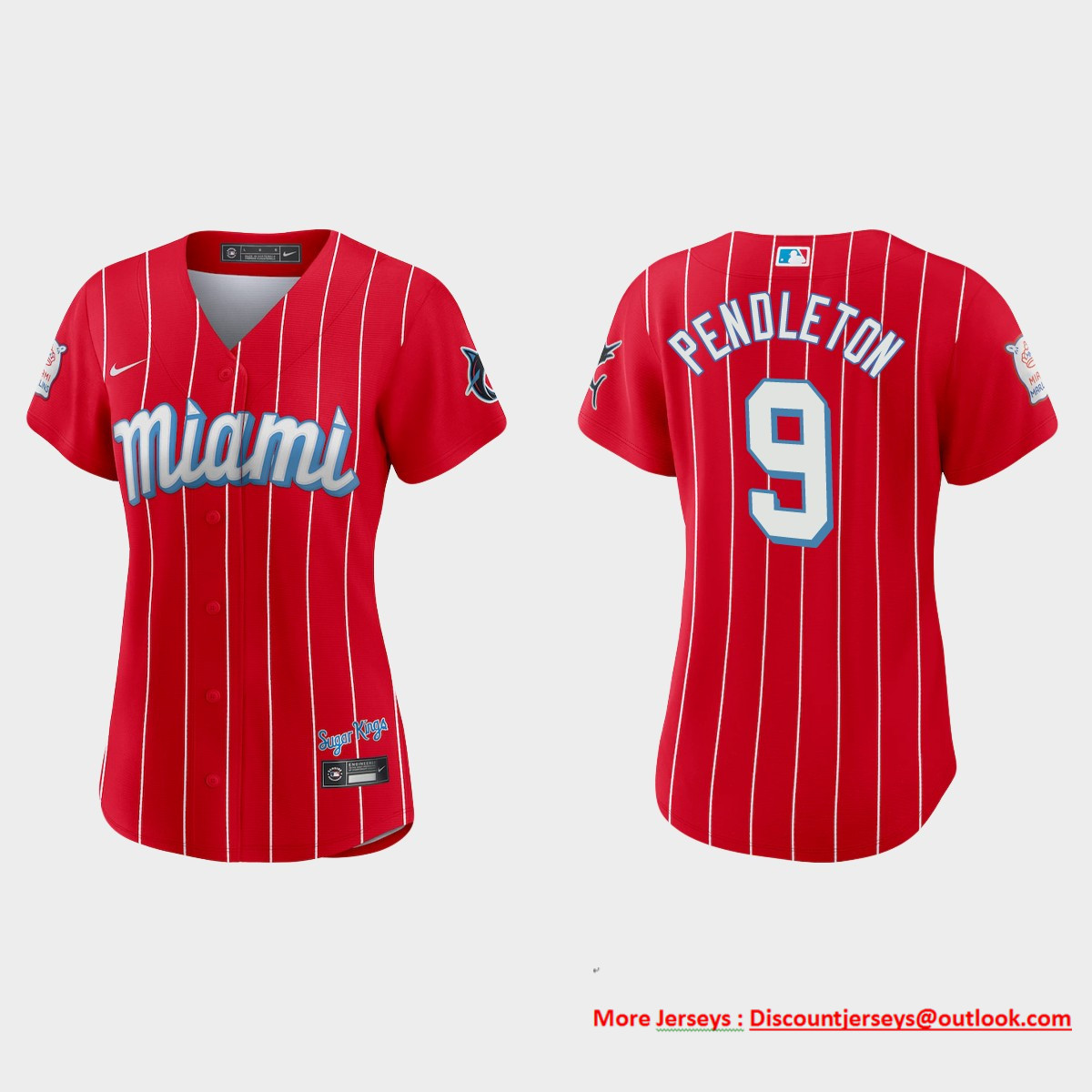 Miami Marlins #9 Terry Pendleton Women's Nike 2021 City Connect Authentic MLB Jersey Red Miami Marlins #9 Terry Pendleton Women's Nike 2021 City Connect Authentic MLB Jersey Red