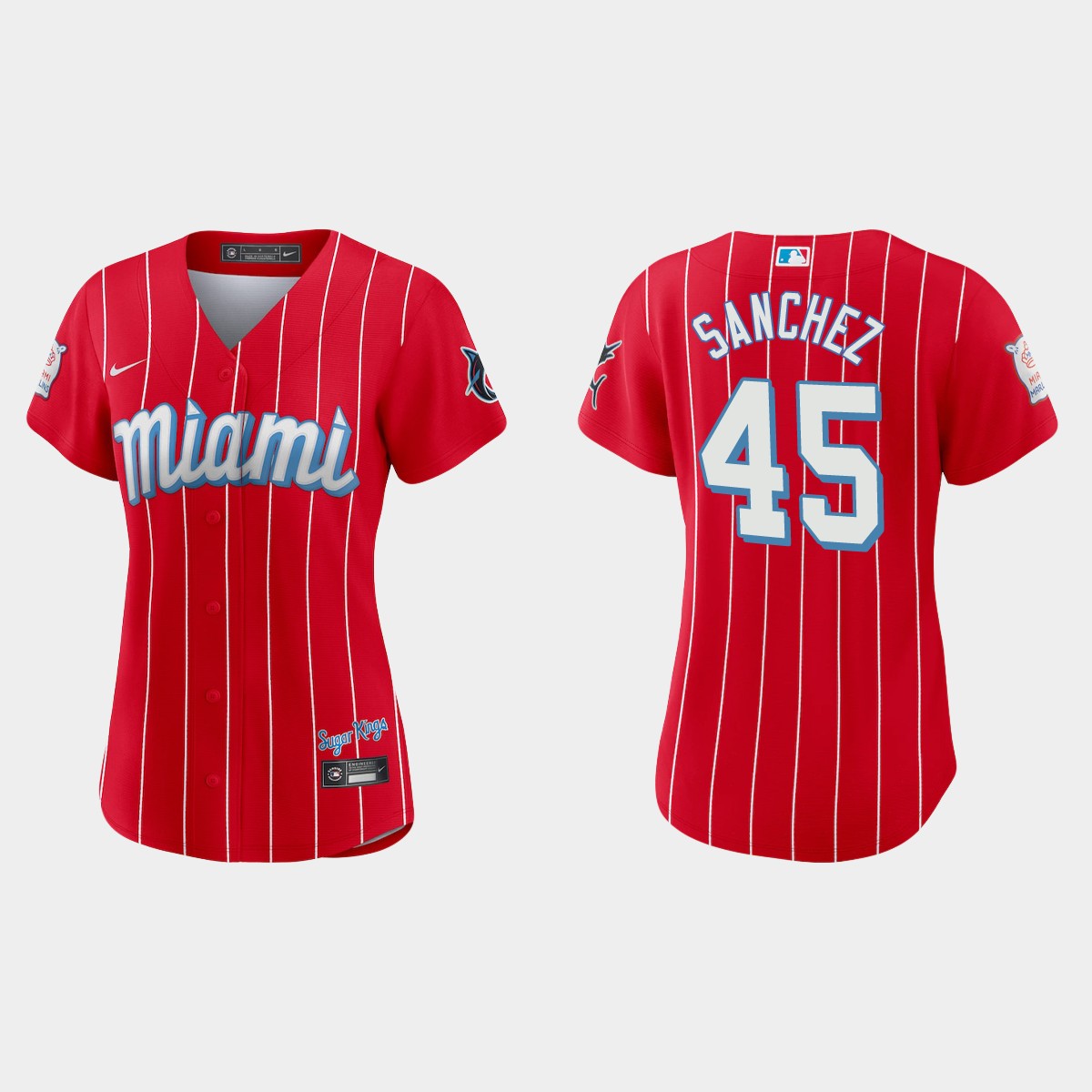 Miami Marlins #45 Sixto Sanchez Women's Nike 2021 City Connect Authentic MLB Jersey Red Miami Marlins #45 Sixto Sanchez Women's Nike 2021 City Connect Authentic MLB Jersey Red