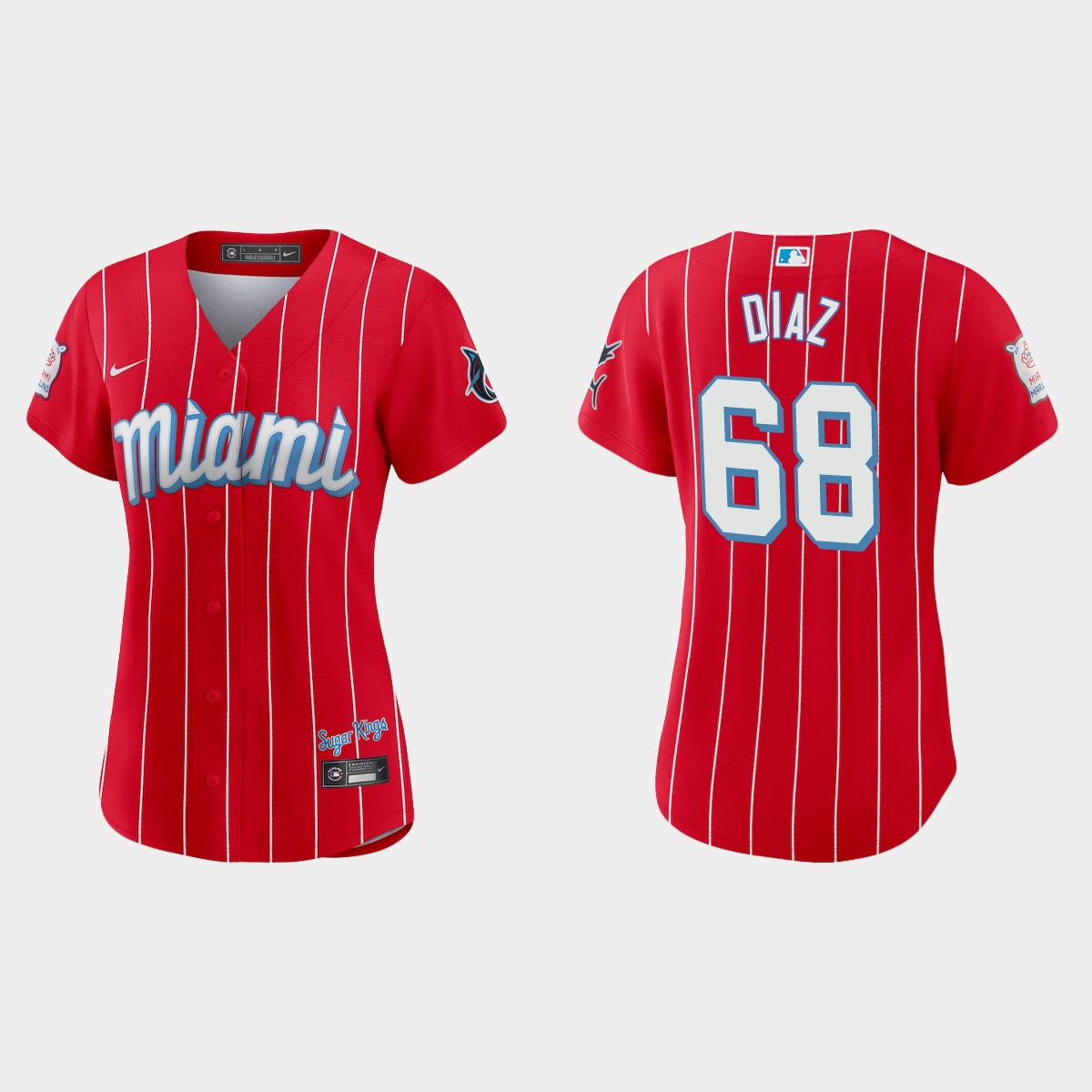 Miami Marlins #68 Lewin Diaz Women's Nike 2021 City Connect Authentic MLB Jersey Red Miami Marlins #68 Lewin Diaz Women's Nike 2021 City Connect Authentic MLB Jersey Red