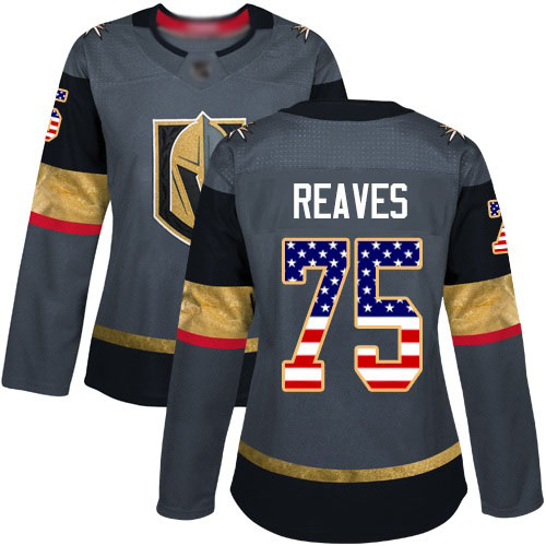 Golden Knights #75 Ryan Reaves Grey Home Authentic USA Flag Women's Stitched Hockey Jersey Golden Knights #75 Ryan Reaves Grey Home Authentic USA Flag Women's Stitched Hockey Jersey