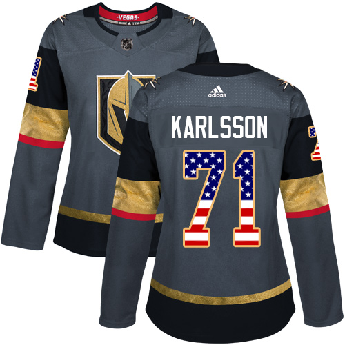 Adidas Golden Knights #71 William Karlsson Grey Home Authentic USA Flag Women's Stitched NHL Jersey Adidas Golden Knights #71 William Karlsson Grey Home Authentic USA Flag Women's Stitched NHL Jersey
