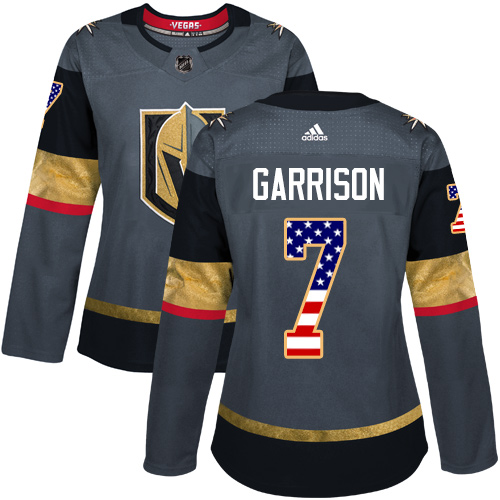 Adidas Golden Knights #7 Jason Garrison Grey Home Authentic USA Flag Women's Stitched NHL Jersey Adidas Golden Knights #7 Jason Garrison Grey Home Authentic USA Flag Women's Stitched NHL Jersey