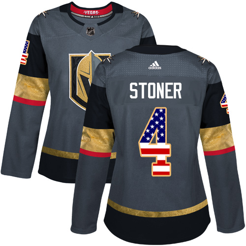 Adidas Golden Knights #4 Clayton Stoner Grey Home Authentic USA Flag Women's Stitched NHL Jersey Adidas Golden Knights #4 Clayton Stoner Grey Home Authentic USA Flag Women's Stitched NHL Jersey