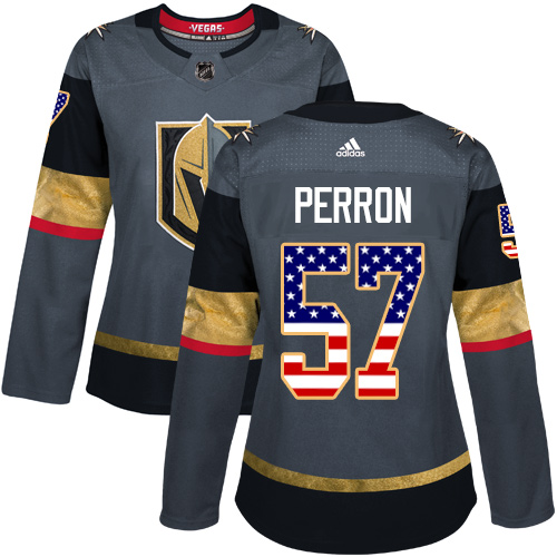 Adidas Golden Knights #57 David Perron Grey Home Authentic USA Flag Women's Stitched NHL Jersey Adidas Golden Knights #57 David Perron Grey Home Authentic USA Flag Women's Stitched NHL Jersey