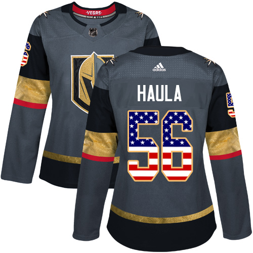 Adidas Golden Knights #56 Erik Haula Grey Home Authentic USA Flag Women's Stitched NHL Jersey Adidas Golden Knights #56 Erik Haula Grey Home Authentic USA Flag Women's Stitched NHL Jersey
