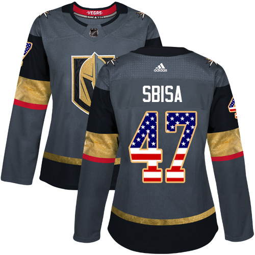 Adidas Golden Knights #47 Luca Sbisa Grey Home Authentic USA Flag Women's Stitched NHL Jersey Adidas Golden Knights #47 Luca Sbisa Grey Home Authentic USA Flag Women's Stitched NHL Jersey