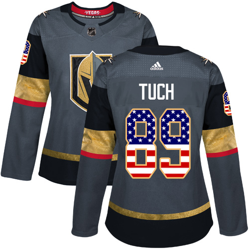 Adidas Golden Knights #89 Alex Tuch Grey Home Authentic USA Flag Women's Stitched NHL Jersey Adidas Golden Knights #89 Alex Tuch Grey Home Authentic USA Flag Women's Stitched NHL Jersey