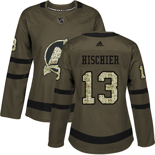 Adidas Devils #13 Nico Hischier Green Salute to Service Women's Stitched NHL Jersey Adidas Devils #13 Nico Hischier Green Salute to Service Women's Stitched NHL Jersey