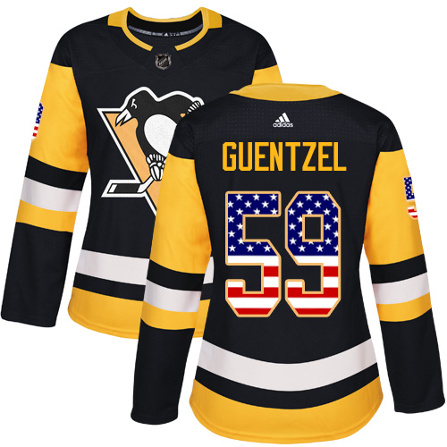 Adidas Penguins #59 Jake Guentzel Black Home Authentic USA Flag Women's Stitched NHL Jersey Adidas Penguins #59 Jake Guentzel Black Home Authentic USA Flag Women's Stitched NHL Jersey