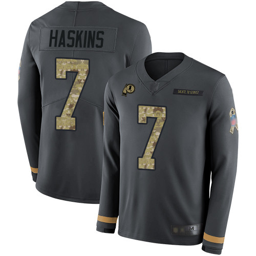 Redskins #7 Dwayne Haskins Anthracite Salute to Service Youth Stitched Football Limited Therma Long Sleeve Jersey Redskins #7 Dwayne Haskins Anthracite Salute to Service Youth Stitched Football Limited Therma Long Sleeve Jersey