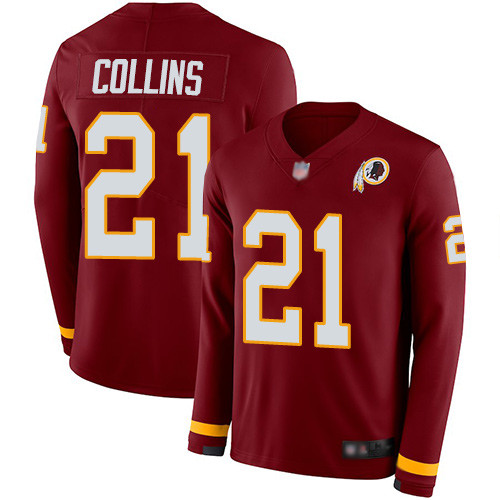 Redskins #21 Landon Collins Burgundy Red Team Color Youth Stitched Football Limited Therma Long Sleeve Jersey