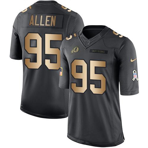Nike Redskins #95 Jonathan Allen Black Youth Stitched NFL Limited Gold Salute to Service Jersey Nike Redskins #95 Jonathan Allen Black Youth Stitched NFL Limited Gold Salute to Service Jersey