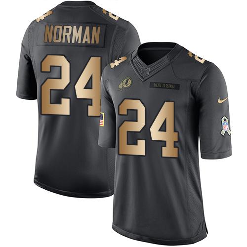 Nike Redskins #24 Josh Norman Black Youth Stitched NFL Limited Gold Salute to Service Jersey Nike Redskins #24 Josh Norman Black Youth Stitched NFL Limited Gold Salute to Service Jersey