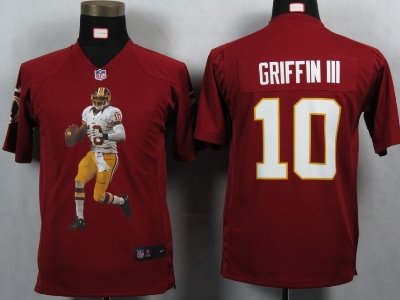 Youth NEW Washington Red Skins 10 Griffin III Red Portrait Fashion Game Jerseys