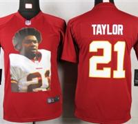 Nike youth Washington Red Skins #21 Taylor Red Portrait Fashion Game Jerseys