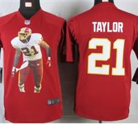 Nike youth Washington Red Skins 21 Taylor Red Portrait Fashion Game Jerseys
