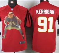 Nike youth Washington Red Skins #91 Kerrigan Red Portrait Fashion Game Jerseys