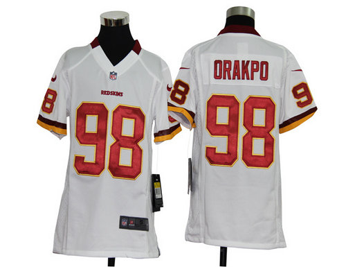 Youth Nike NFL Washington Redskins 98 Brian Orakpo White Jerseys