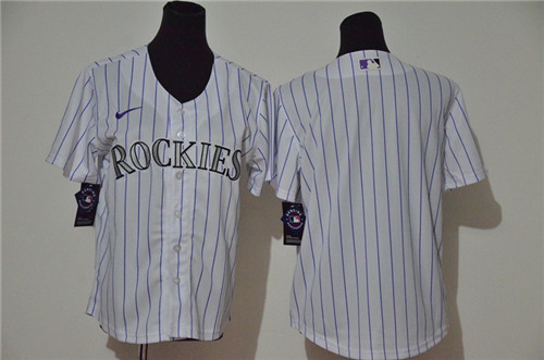 Youth Rockies Blank White Youth Cool Base Jersey Youth Rockies Blank White Youth Cool Base Jersey