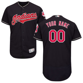 Men's Cleveland Indians Majestic Alternate Navy Flex Base Authentic Collection Custom Jersey Men's Cleveland Indians Majestic Alternate Navy Flex Base Authentic Collection Custom Jersey