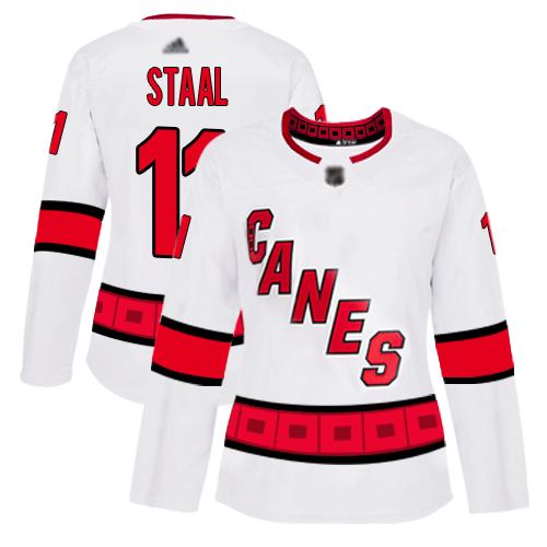 Hurricanes #11 Jordan Staal White Road Authentic Women's Stitched Hockey Jersey Hurricanes #11 Jordan Staal White Road Authentic Women's Stitched Hockey Jersey
