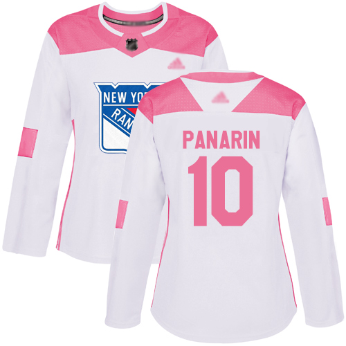 Rangers #10 Artemi Panarin White Pink Authentic Fashion Women's Stitched Hockey Jersey Rangers #10 Artemi Panarin White Pink Authentic Fashion Women's Stitched Hockey Jersey