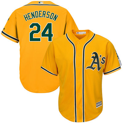 Athletics #24 Rickey Henderson Gold Cool Base Stitched Youth MLB Jersey Athletics #24 Rickey Henderson Gold Cool Base Stitched Youth MLB Jersey