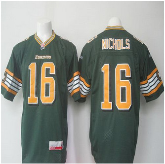 Edmonton Eskimos #16 Matt Nichols Green Stitched CFL Jersey