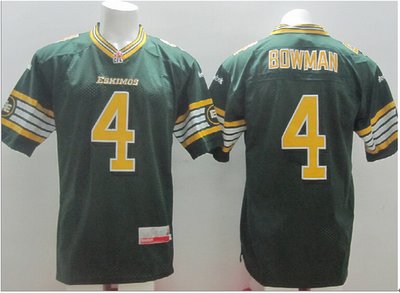 CFLS BOWMAN #4 green Eskimo jerseys