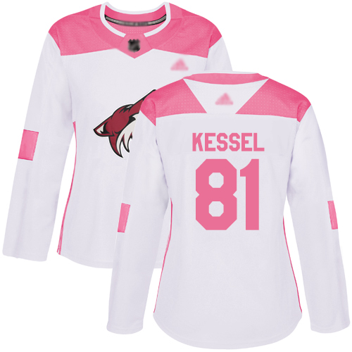 Coyotes #81 Phil Kessel White Pink Authentic Fashion Women's Stitched Hockey Jersey Coyotes #81 Phil Kessel White Pink Authentic Fashion Women's Stitched Hockey Jersey