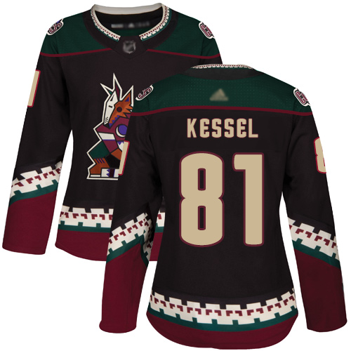 Coyotes #81 Phil Kessel Black Alternate Authentic Women's Stitched Hockey Jersey Coyotes #81 Phil Kessel Black Alternate Authentic Women's Stitched Hockey Jersey