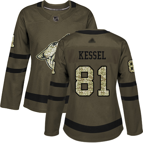 Coyotes #81 Phil Kessel Green Salute to Service Women's Stitched Hockey Jersey Coyotes #81 Phil Kessel Green Salute to Service Women's Stitched Hockey Jersey