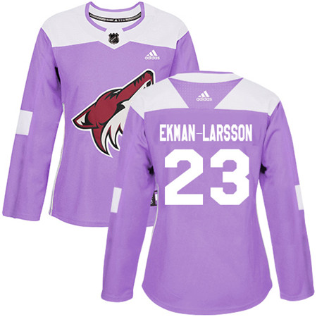 Adidas Coyotes #23 Oliver Ekman-Larsson Purple Authentic Fights Cancer Women's Stitched NHL Jersey Adidas Coyotes #23 Oliver Ekman-Larsson Purple Authentic Fights Cancer Women's Stitched NHL Jersey
