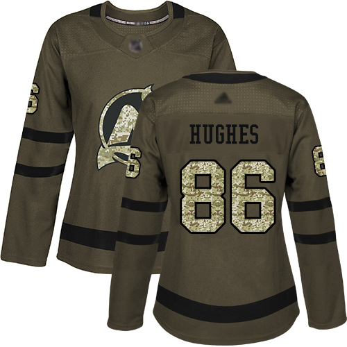 Devils #86 Jack Hughes Green Salute to Service Women's Stitched Hockey Jersey Devils #86 Jack Hughes Green Salute to Service Women's Stitched Hockey Jersey