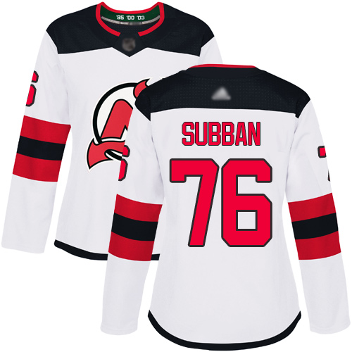 Devils #76 P. K. Subban White Road Authentic Women's Stitched Hockey Jersey Devils #76 P. K. Subban White Road Authentic Women's Stitched Hockey Jersey